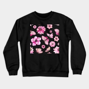 Soft Pink Butterflies and Flowers Crewneck Sweatshirt